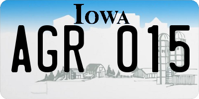 IA license plate AGR015