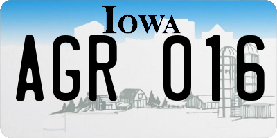 IA license plate AGR016