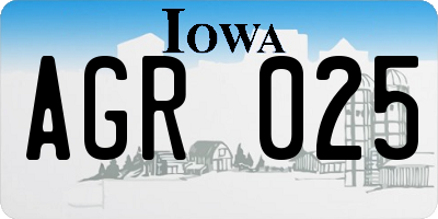IA license plate AGR025