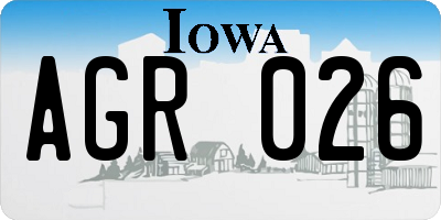 IA license plate AGR026
