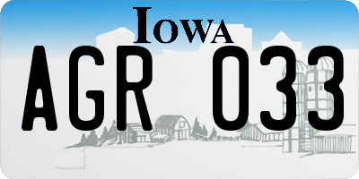 IA license plate AGR033