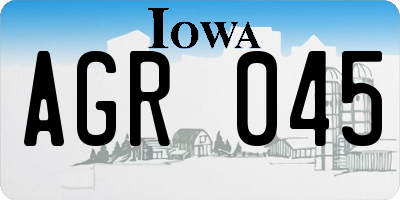 IA license plate AGR045