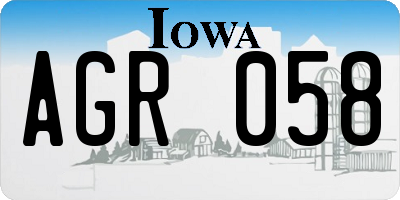 IA license plate AGR058