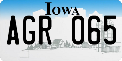 IA license plate AGR065