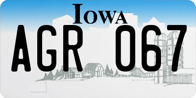 IA license plate AGR067