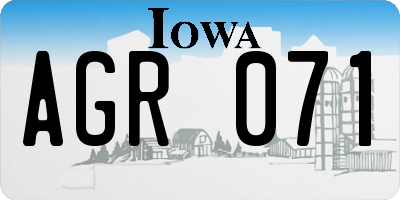 IA license plate AGR071