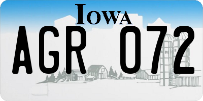 IA license plate AGR072