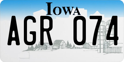IA license plate AGR074