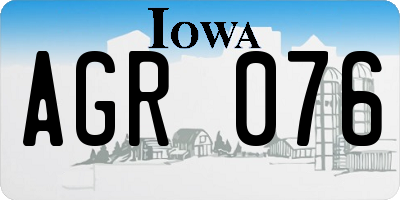 IA license plate AGR076