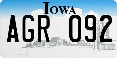 IA license plate AGR092