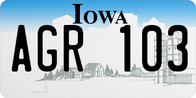 IA license plate AGR103