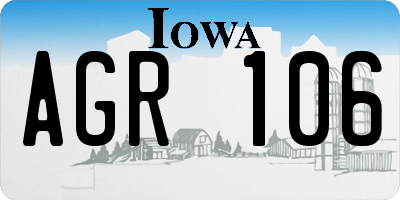 IA license plate AGR106