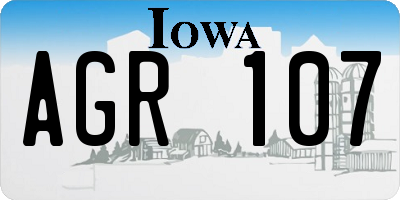 IA license plate AGR107