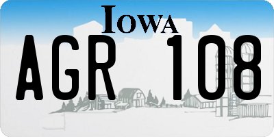 IA license plate AGR108
