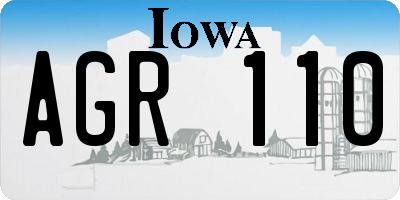IA license plate AGR110