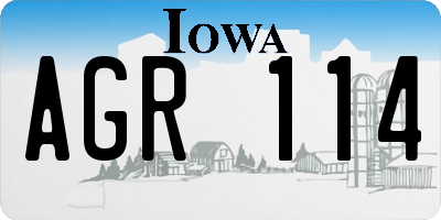 IA license plate AGR114