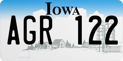 IA license plate AGR122