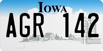 IA license plate AGR142