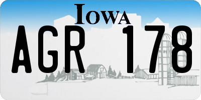 IA license plate AGR178