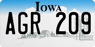 IA license plate AGR209