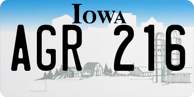 IA license plate AGR216