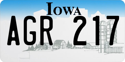 IA license plate AGR217