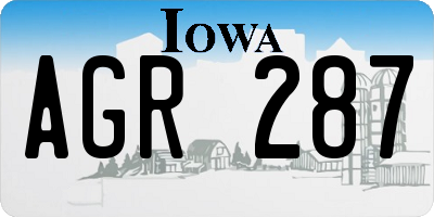 IA license plate AGR287