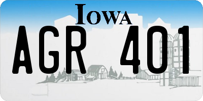 IA license plate AGR401