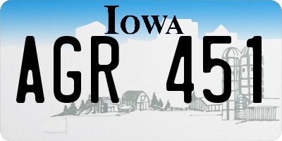 IA license plate AGR451