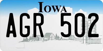IA license plate AGR502