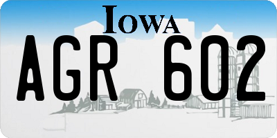 IA license plate AGR602