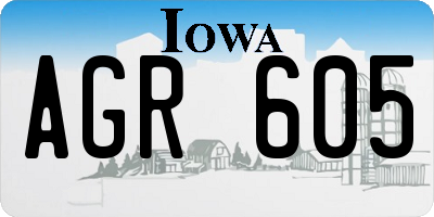 IA license plate AGR605