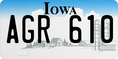 IA license plate AGR610