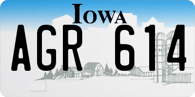IA license plate AGR614