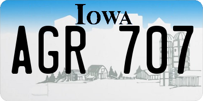 IA license plate AGR707