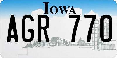 IA license plate AGR770