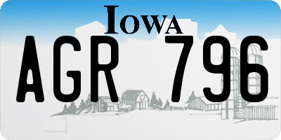 IA license plate AGR796