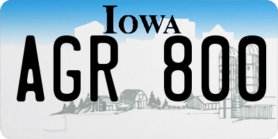 IA license plate AGR800