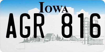 IA license plate AGR816