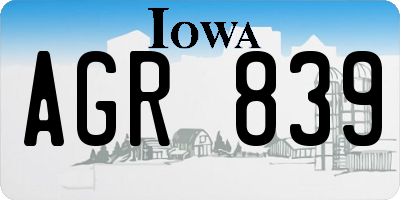 IA license plate AGR839