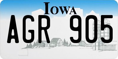 IA license plate AGR905