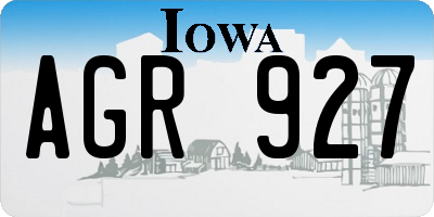 IA license plate AGR927