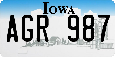 IA license plate AGR987