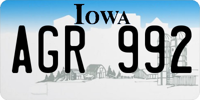 IA license plate AGR992