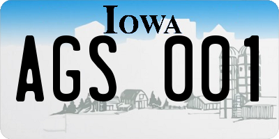 IA license plate AGS001