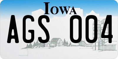 IA license plate AGS004