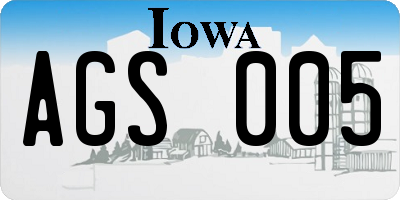 IA license plate AGS005