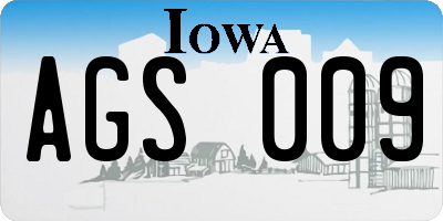 IA license plate AGS009