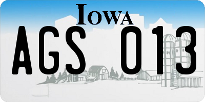 IA license plate AGS013