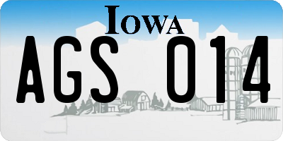 IA license plate AGS014